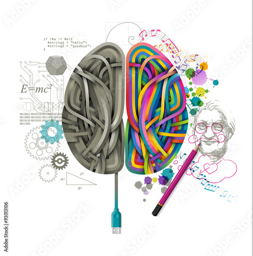 Left and right brain, concept of consciousness, eps10 vector