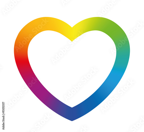 Rainbow colored heart frame. Illustration on white background.
