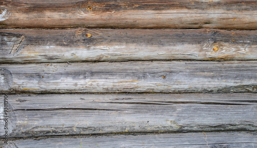 Wooden wall from logs as a background texture