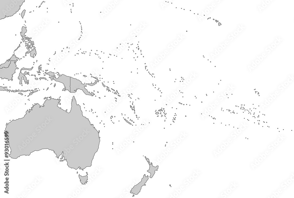 Ozeanien - Karte in Grau