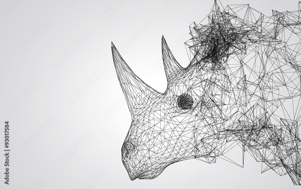 Fototapeta premium rhino stylized low poly wire construction concept concepts connection