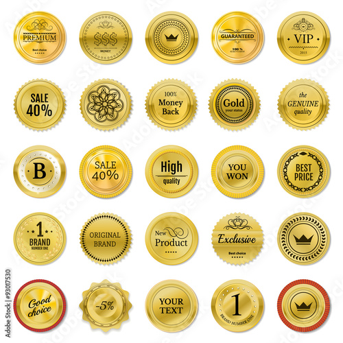 Collection gold labels for promo seals. Can be use for website,