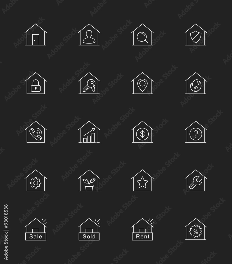 Real Estate & House icons, Thin line - Vector Illustration 