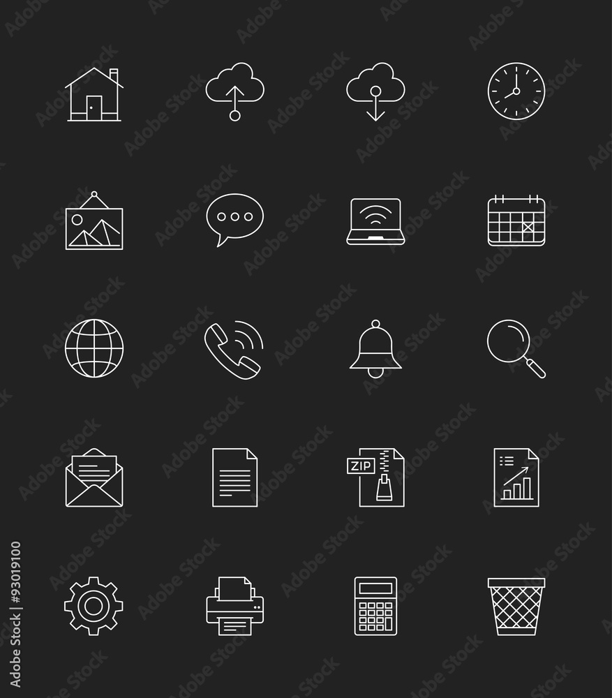 Web and Internet icons, Thin line - Vector Illustration Web and Internet icons, Thin line - Vector Illustration