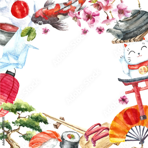 Watercolor set of Japan.