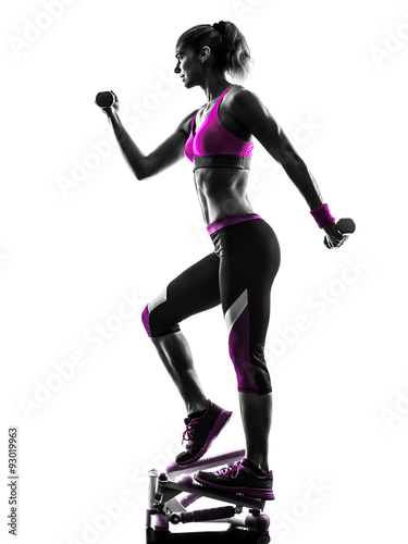 woman fitness stepper silhouette