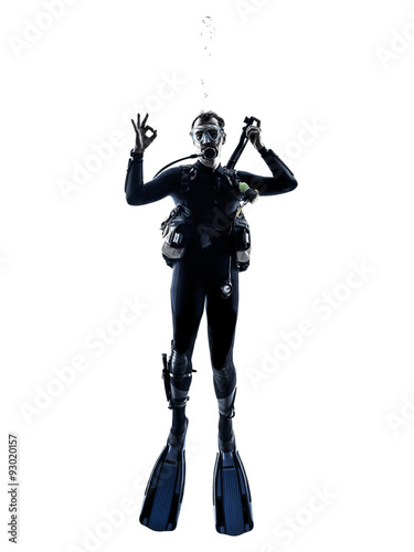 man scuba diver diving silhouette isolated © snaptitude