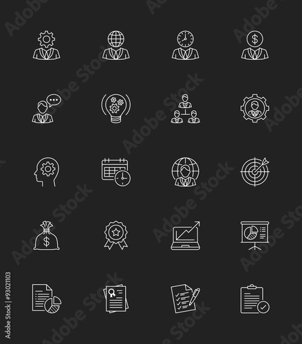 Strategy and Management icons, Thin line - Vector Illustration