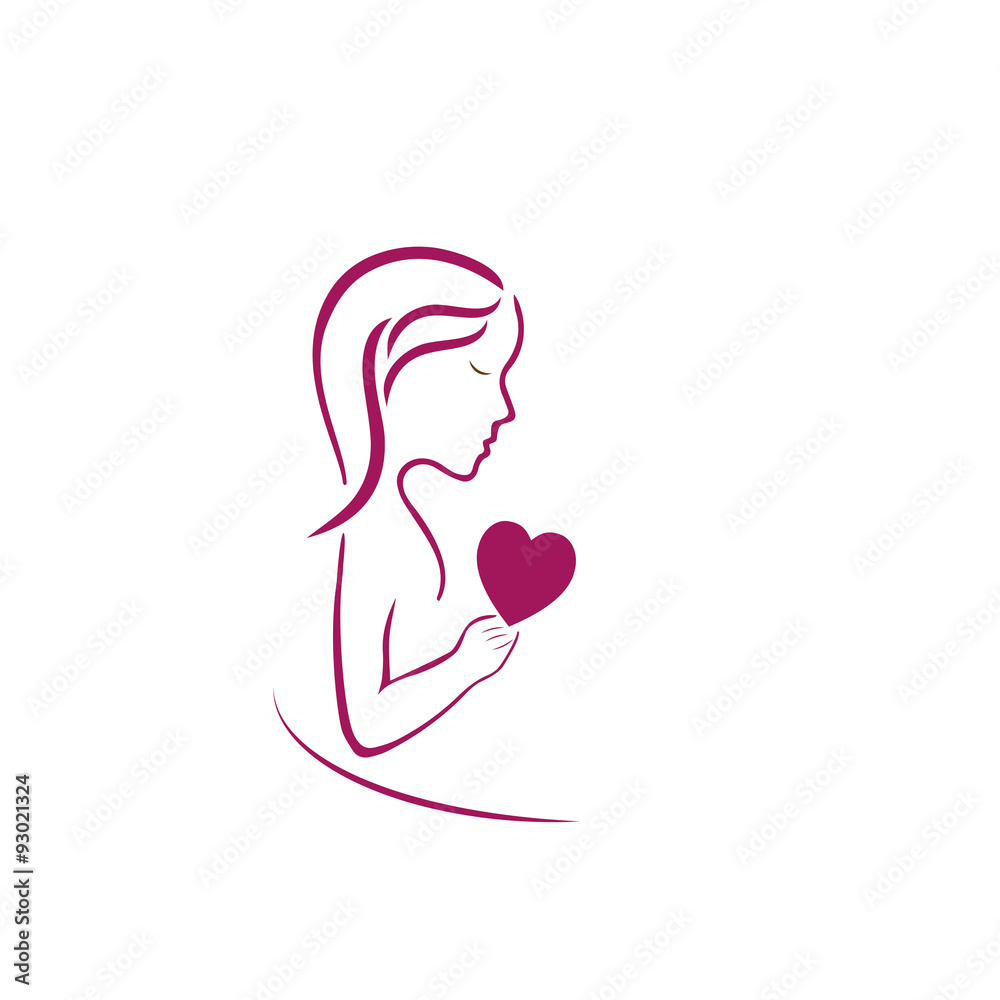 Woman and man, vector symbol in simple lines
