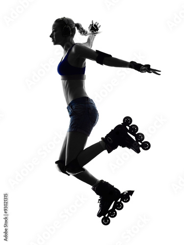 woman in roller skates  silhouette photo