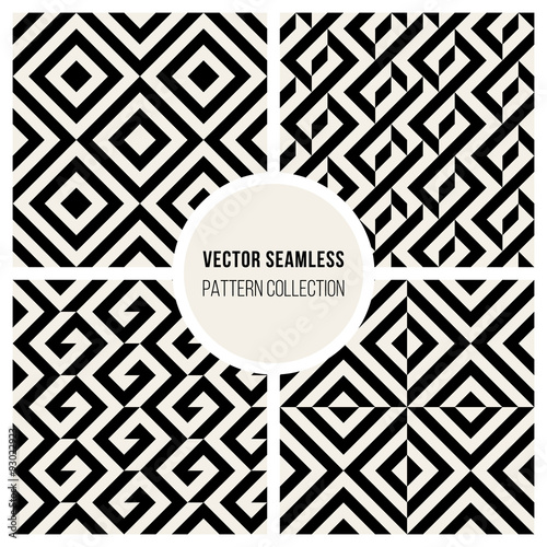 Vector Seamless Black And White Geometric Pattern Collection