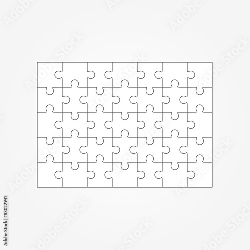 Jigsaw puzzle blank 7x5 elements, thirty-five vector pieces. photo