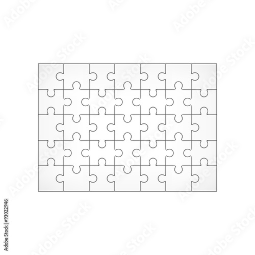 Jigsaw puzzle blank 7x5 elements, thirty-five vector pieces.