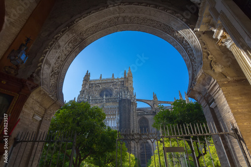 Impressive entrance to the cathedral of La Giralda in Seville, S photo