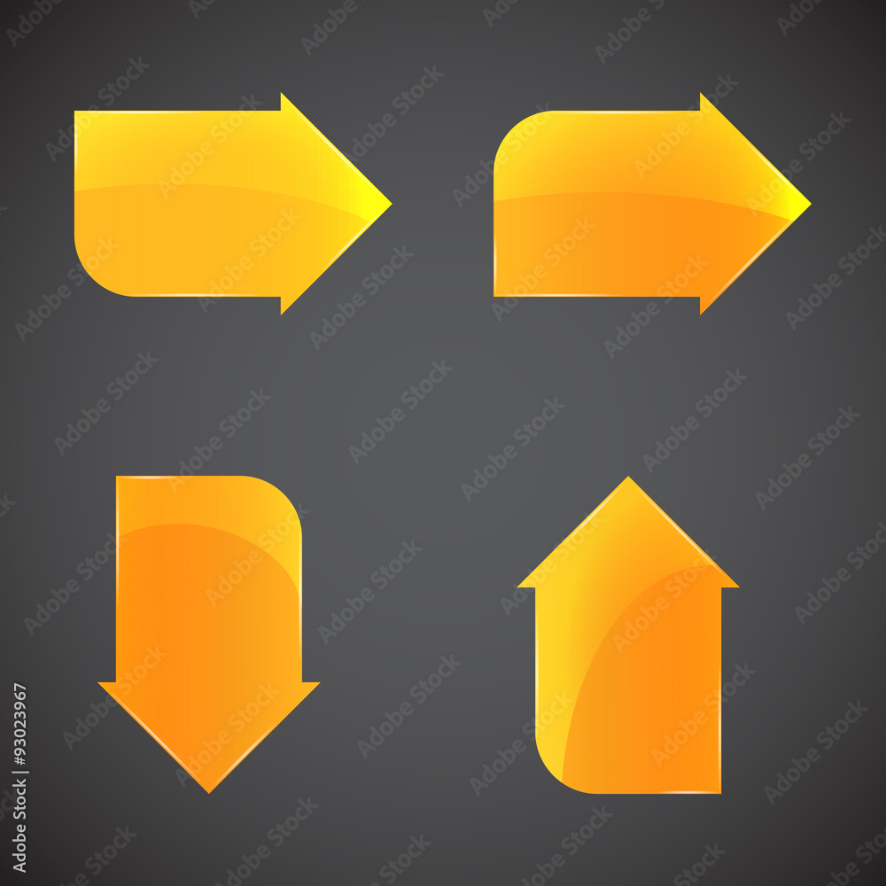 Glass golden arrows. Buttons set for sites or mobile and other computer applications. Glass golden arrows. Buttons set for sites or mobile and other computer applications.