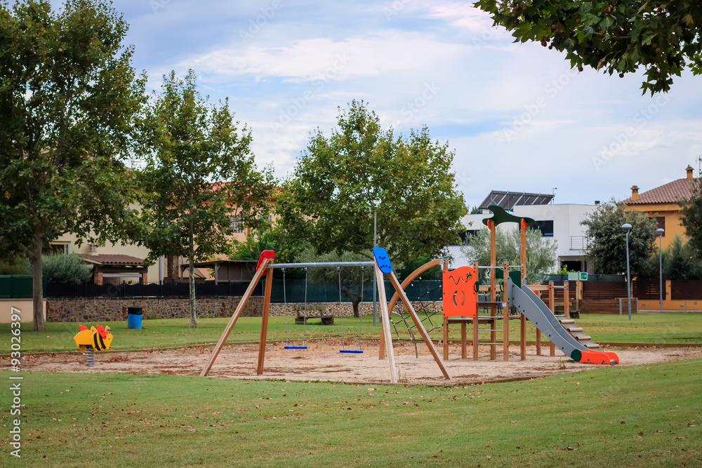 Сhildren's playground Multi - Unit with swings, see saw, springers, agility equipment, slide and sand pit Сhildren's playground Multi - Unit with swings, see saw, springers, agility equipment, slide and sand pit