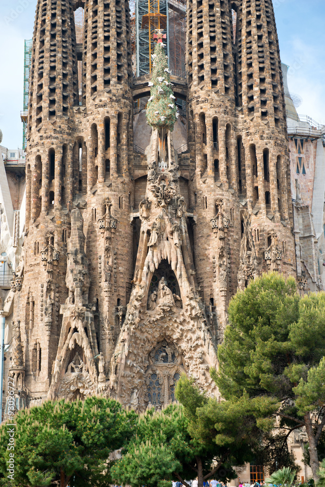 Sagrada Familia Church and Green Tree Tops