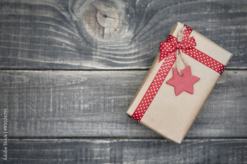 Christmas present wrapped in grey paper. Christmas present wrapped in grey paper.