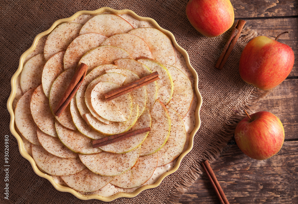 Traditional homemade thanksgiving apple pie raw dough