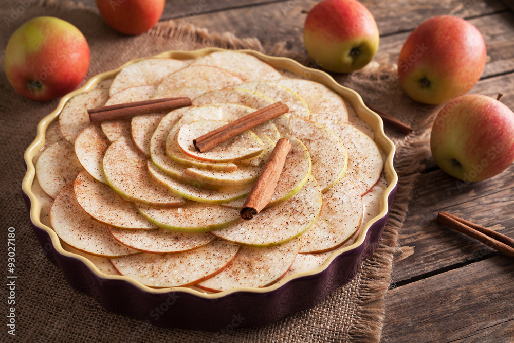 Traditional homemade thanksgiving apple pie raw dough Traditional homemade thanksgiving apple pie raw dough