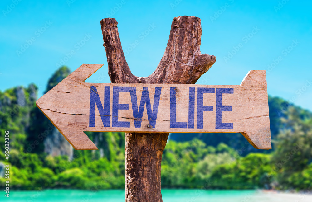 New Life arrow with beach background