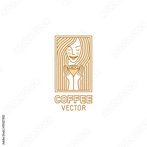 Vector logo design template in trendy linear style