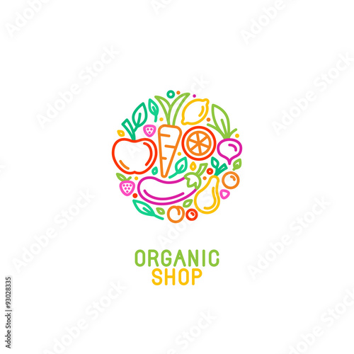 Vector logo design template with fruit and vegetable icons