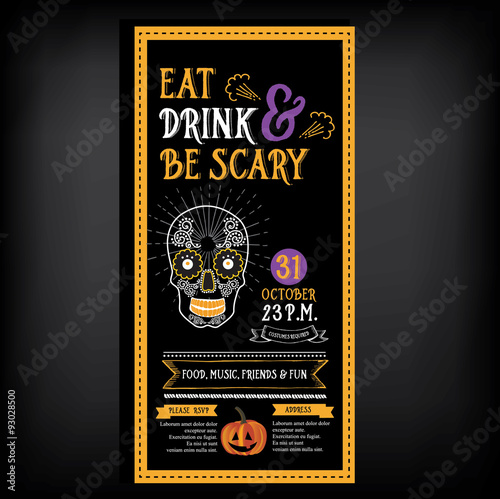 Halloween party invitation. Holiday card.