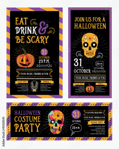 Halloween party invitation. Holiday card.