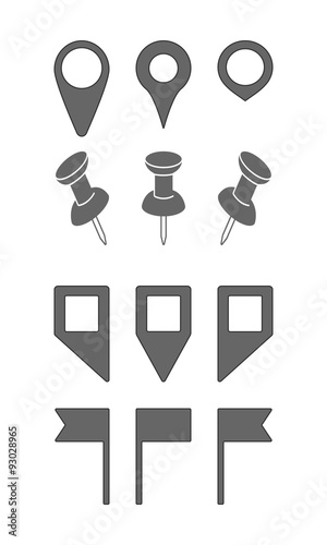 Map Marker Set in Grau - Vektor
