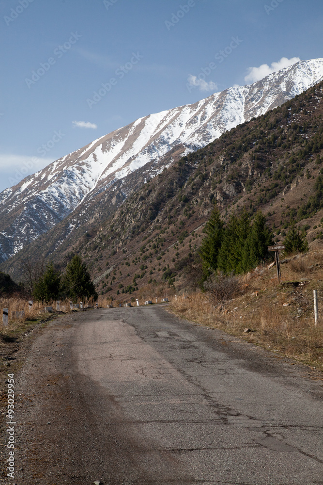 The road into the mountains. Kyrgyzstan. Ala-Archa.