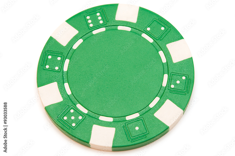 Green poker chip isolated on white background Green poker chip isolated on white background
