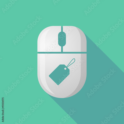 Wireless long shadow mouse icon with a label