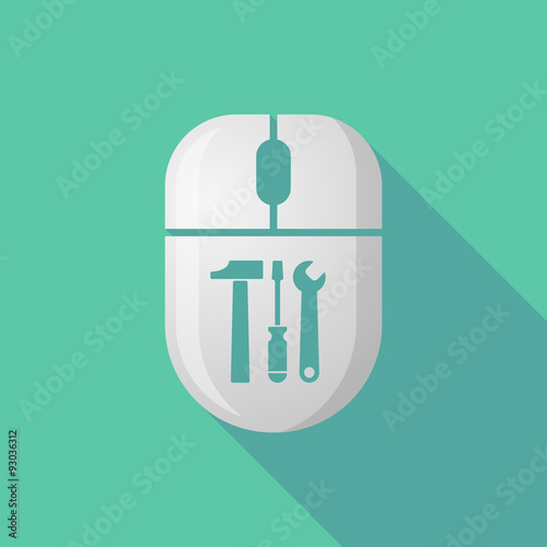 Wireless long shadow mouse icon with a tool set