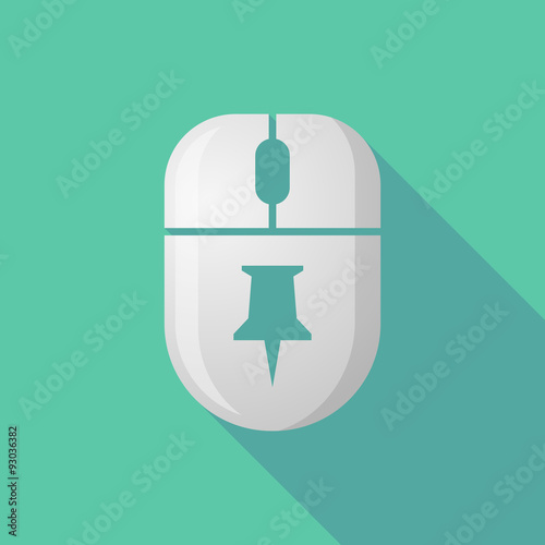 Wireless long shadow mouse icon with a push pin