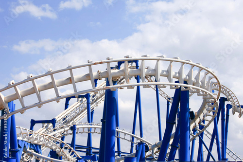 Rollercoaster tracks with blue sky in the background