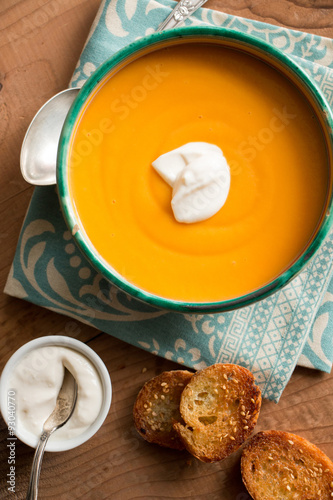 Pumpkin soup with coconut cream