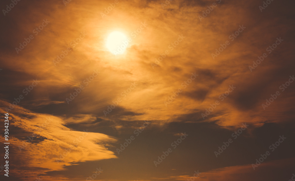 Sunset / sunrise with clouds, light rays and other atmospheric effect