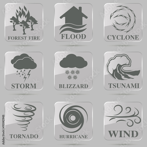 Natural disaster icons set