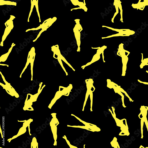 girls silhouettes seamless pattern
