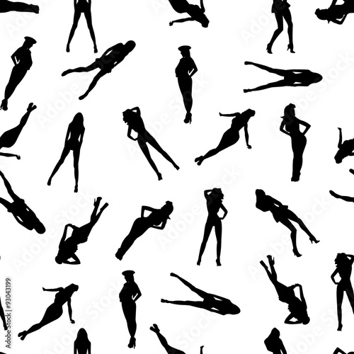 girls silhouettes seamless pattern