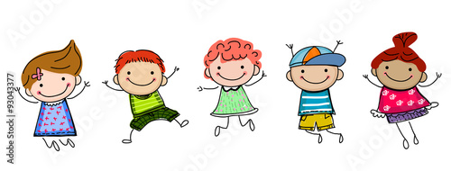 jumping happy kids