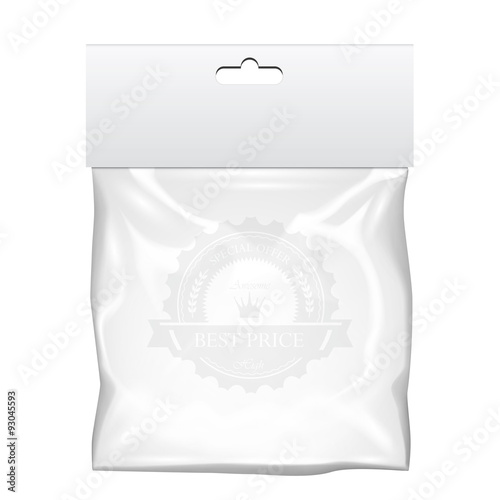 Plastic pocket bag mock up. Transparent template.
Vector Illustration
