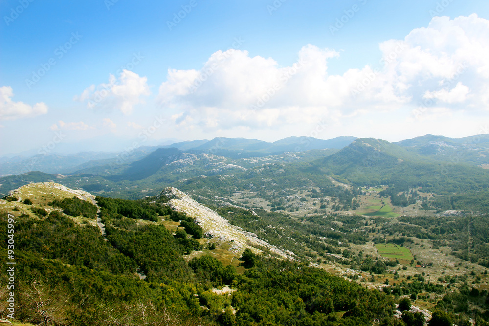Lovcen National Park, Montenegro. Mountain view. Lovcen Mountains. View of the mountain valley.