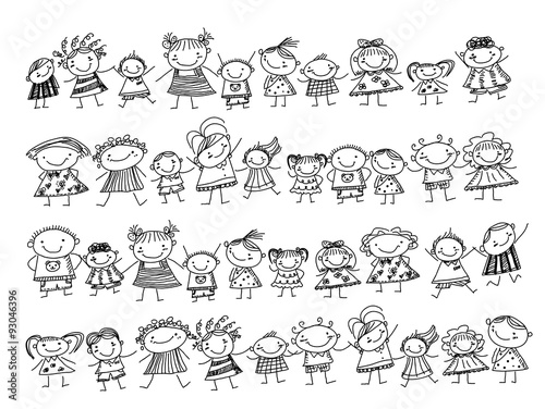 Group of sketch kids