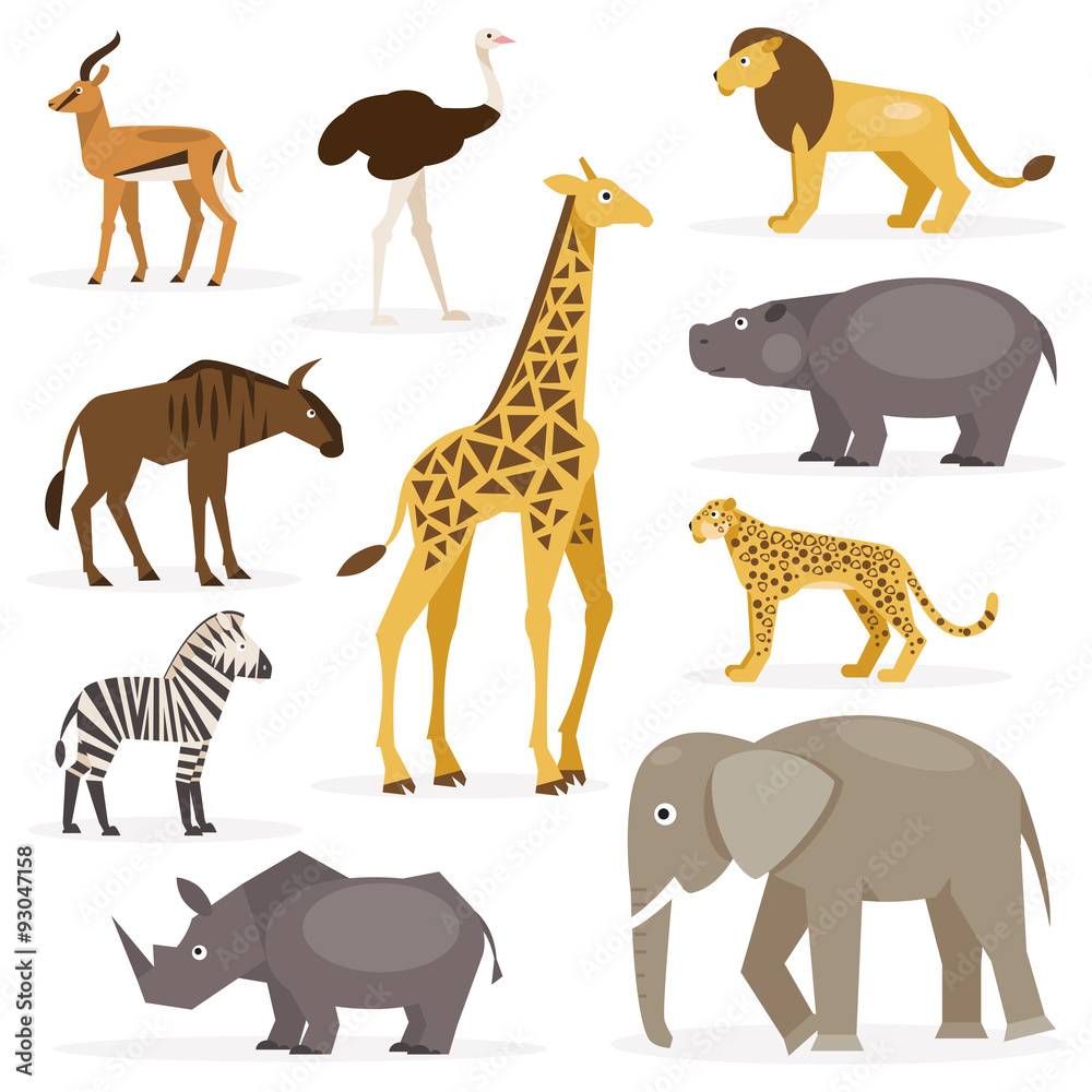 Fototapeta premium Set savanna animals. Vector Illustration