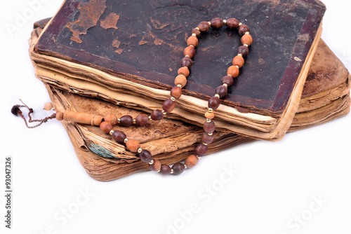 Muslim rosary on the Holy Quran photo