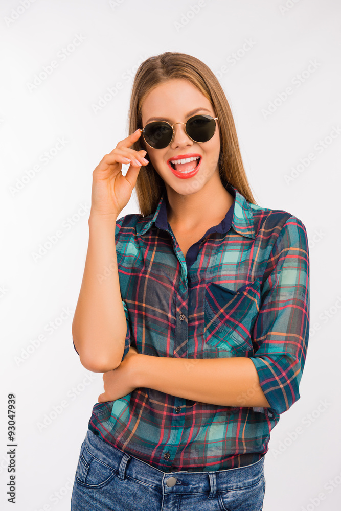 Sexy pretty girl holding her glasses Sexy pretty girl holding her glasses