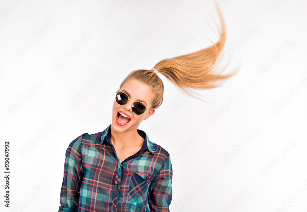 Funny girl fooling around with glasses Funny girl fooling around with glasses