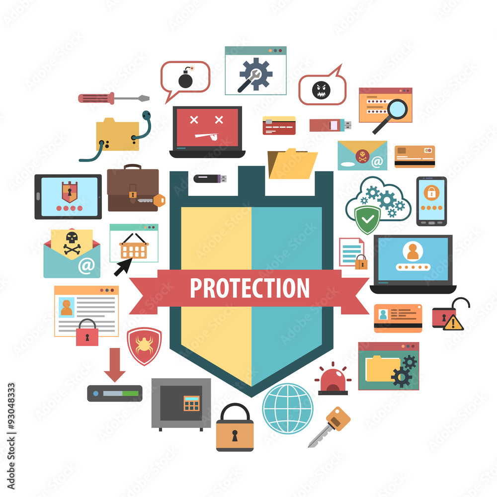 Computer protection security concept icons composition Computer protection security concept icons composition